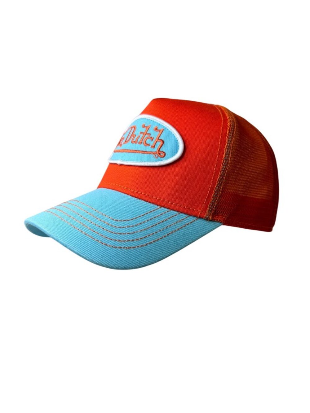 Von Dutch Orange & Blue Trucker Hat Adjustable Mesh Back Embroidered Logo